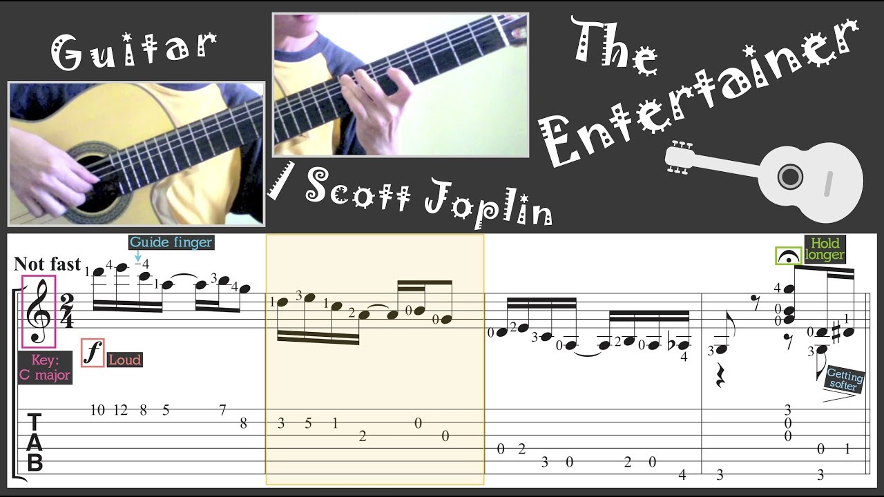 The Entertainer / Scott Joplin (Guitar) [Notation + TAB]