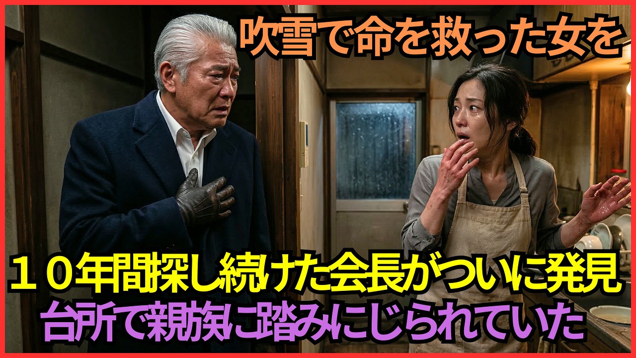 「俺はその女のことを、一日も忘れたことがない」――マイナス10度の吹雪で命を救った女を10年間探し続けた会長が、ついに見つけた先は——親族に踏みにじられ続けた台所だった…