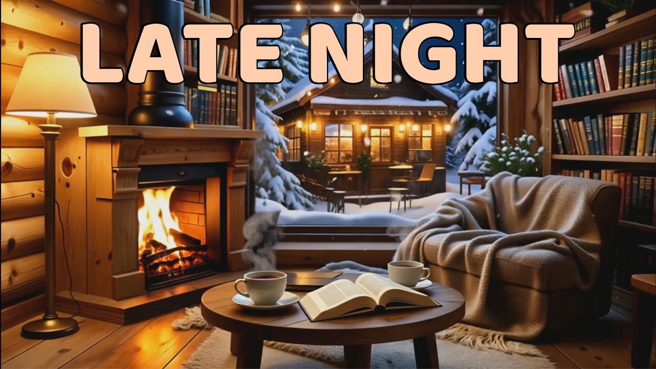 Cozy Smooth Jazz Coffe Hot Cabin  ❄️ Winter Night Ambience | Relaxing Jazz