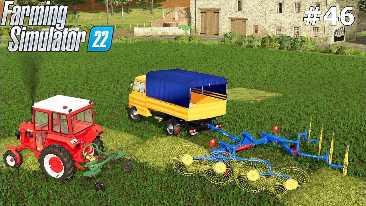 FS 22 |OLD FARM| Mowing and tedding the grass. Testing 