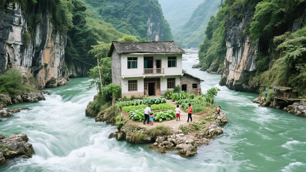 现实版的荒野求生！贵州一河心岛发现2层小楼，四周悬崖耸立水流湍急，近乎与世隔绝【乡村阿泰】