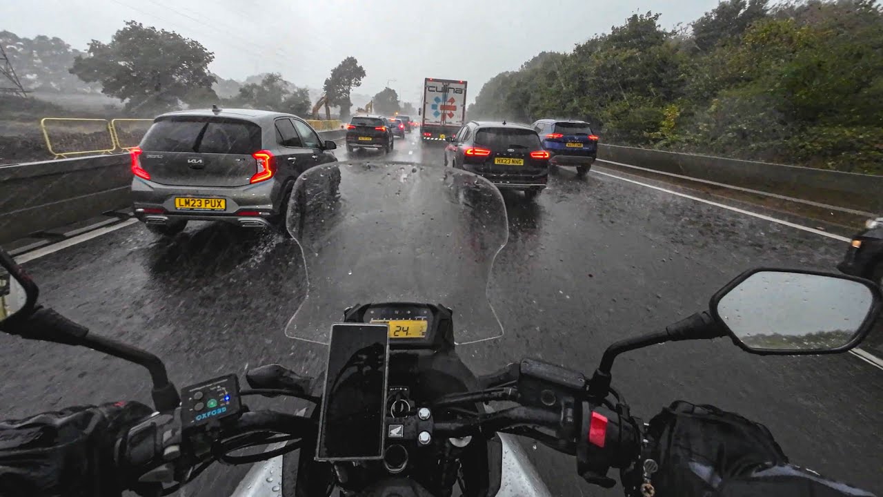 Rider's POV #23 Super Heavy Rain... | NC700X G.P.R Exhaust Sound