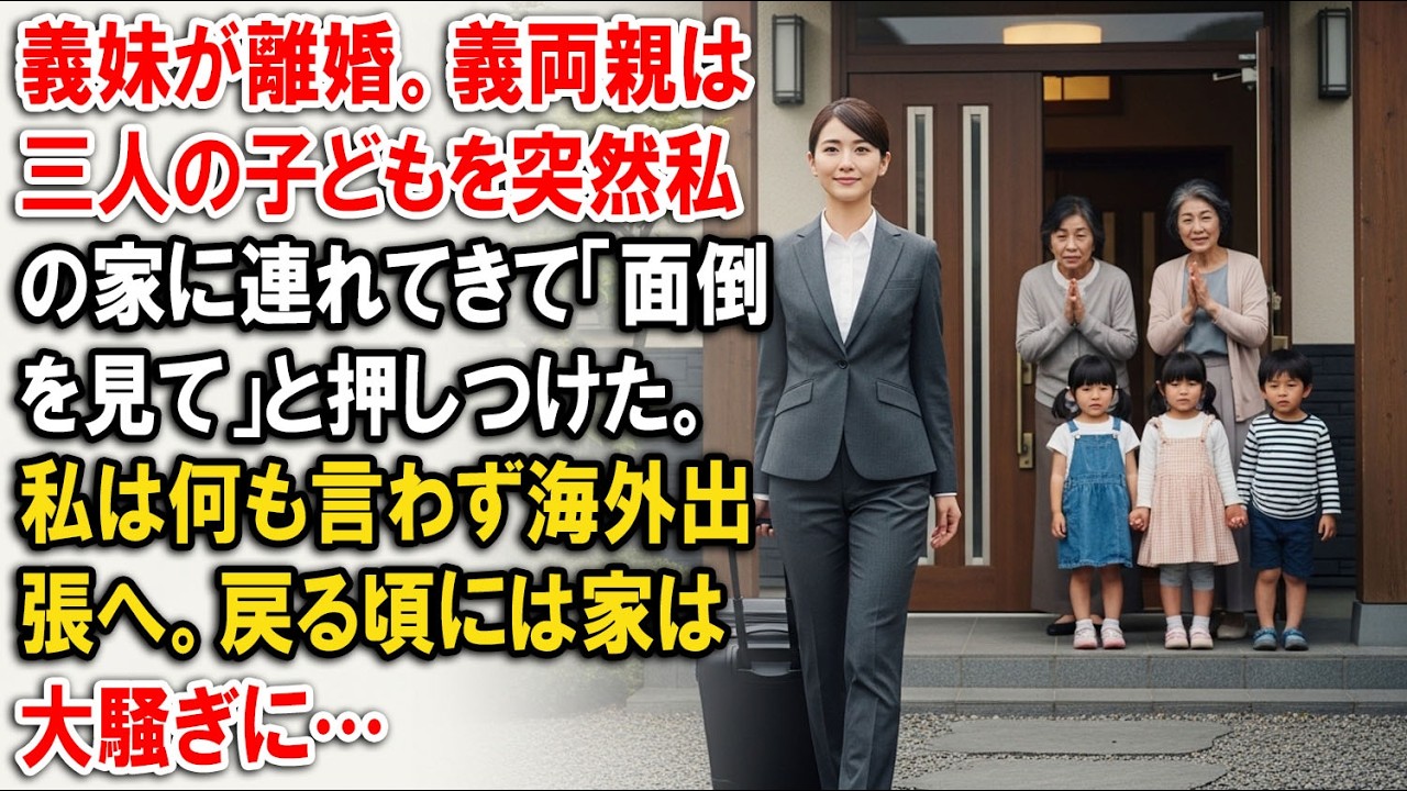 義妹が離婚。義両親は三人の子どもを突然私の家に連れてきて「面倒を見て」と押しつけた。私は何も言わず海外出張へ。戻る頃には家は大騒ぎに…【静かな復讐】【家族の裏切り】