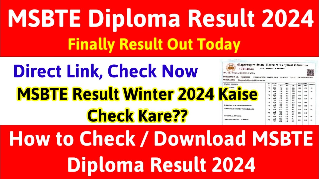 MSBTE Result Winter 2024 !! MSBTE Diploma Result 2024 Kaise Dekhe !! How to Check MSBTE Result 2023