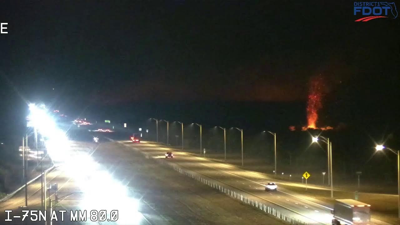 Brush fire burns near mile marker 80 along Alligator Alley in Collier County