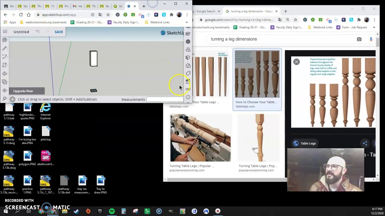 Turning a leg in sketchup