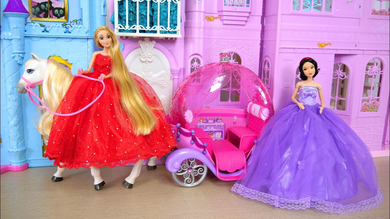 Princess Snow white Rapunzel Castle Bedroom Morning Dress up Gaun boneka Putri Vestido de Princesa