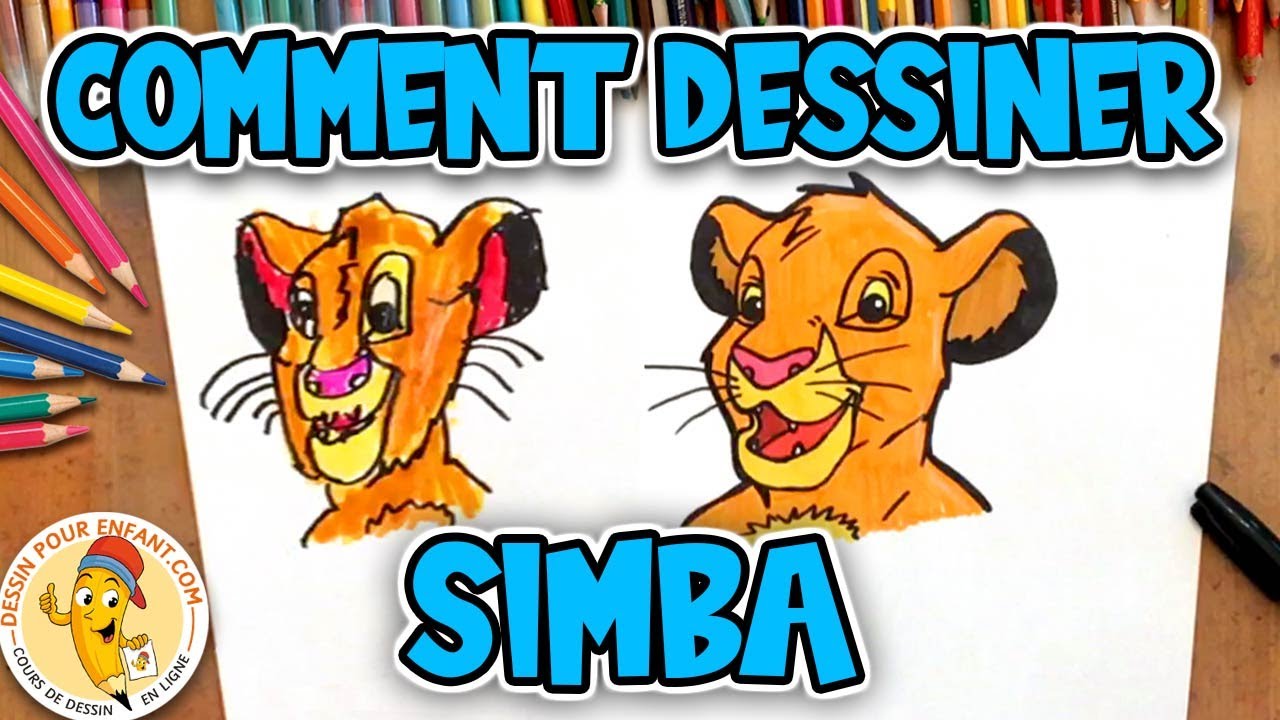 Comment dessiner SIMBA le roi lion étape par étape | Dessin Pour Enfant