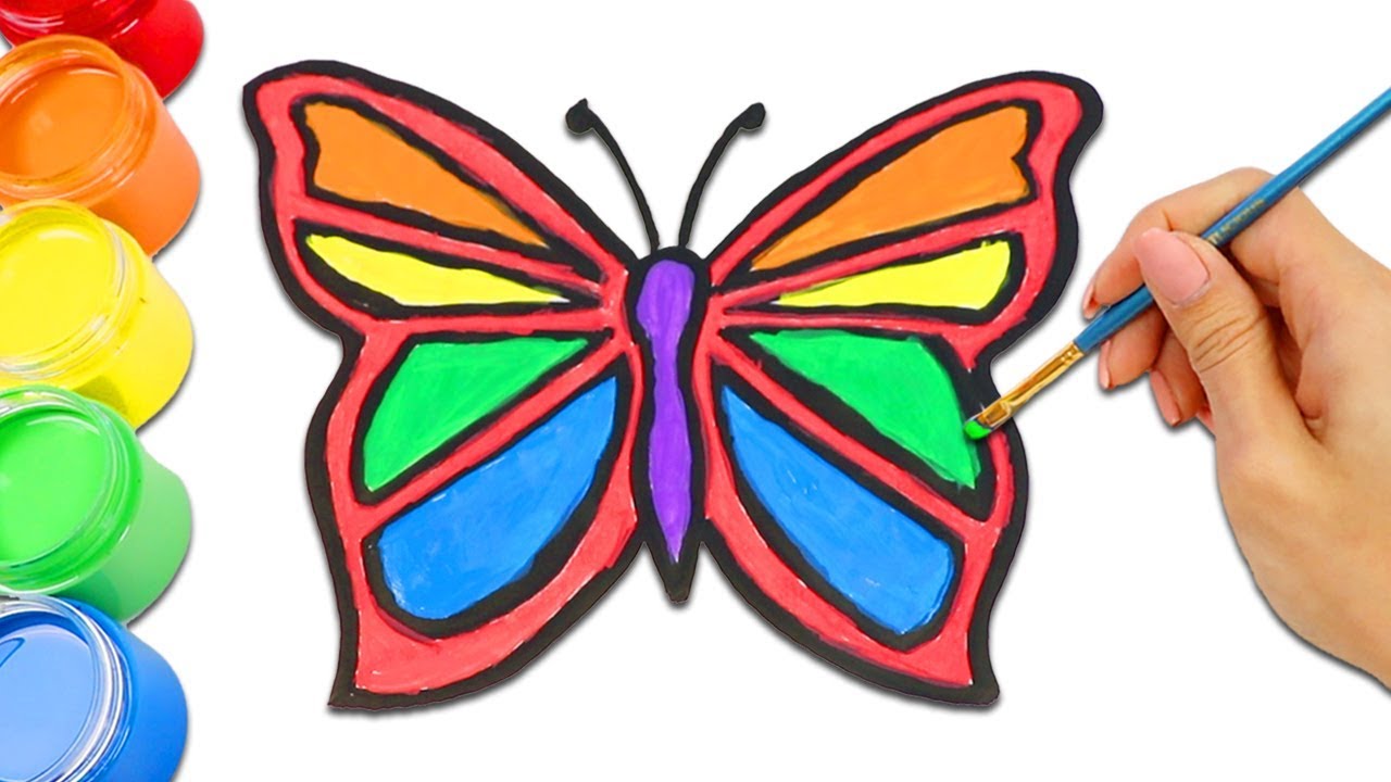 Beautiful Rainbow Butterfly Drawing, Coloring, and Painting for Kids by AWESMR art!