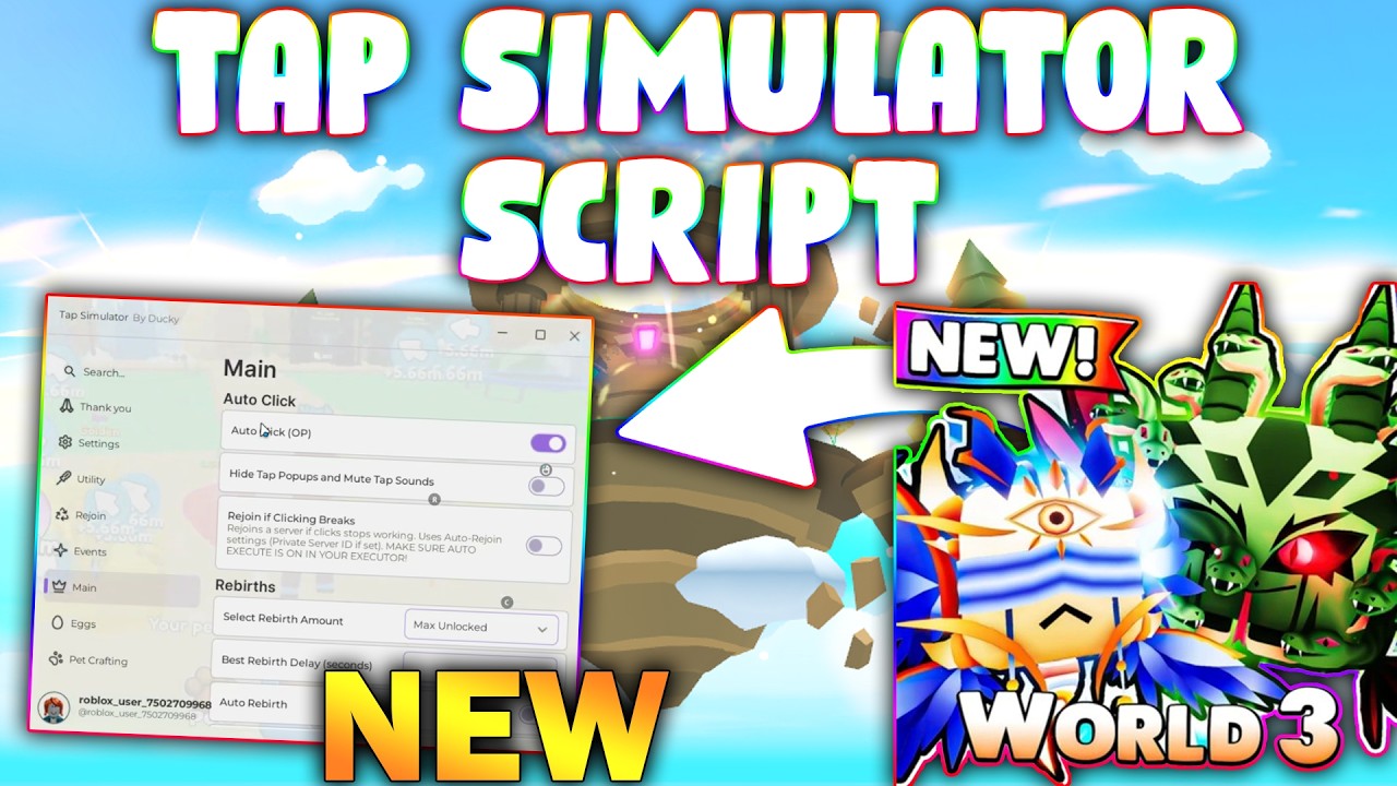 *NEW* Tap Simulator Script (PASTEBIN 2026) ( AUTO CLICK ,AUTO REBIRTH , AUTO EGG  )