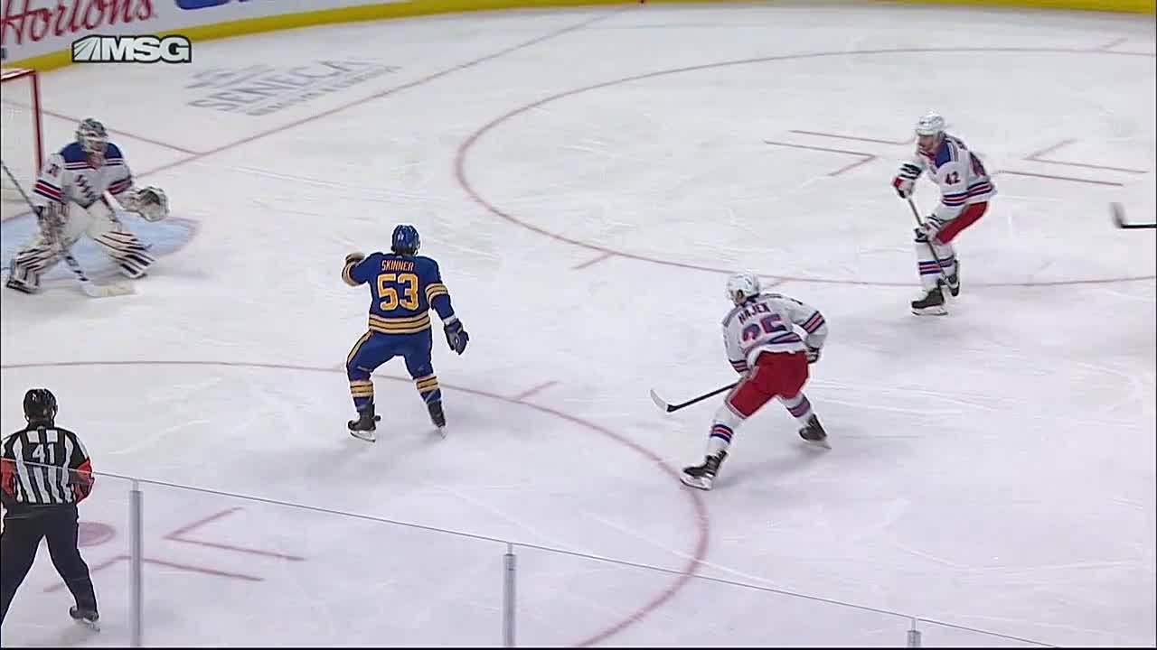 Jeff Skinner gets loose for a breakway... with no stick