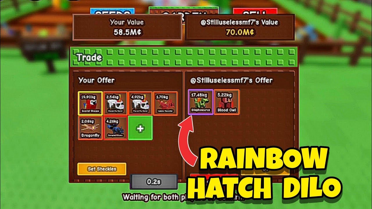 I Got Rainbow Hatch 'DILOPHOSAURUS' In Grow a Garden Trading