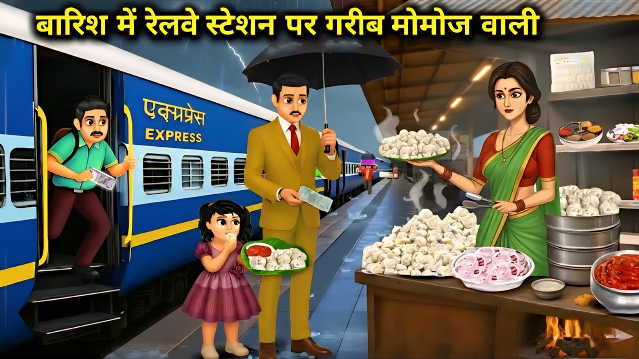 रेलवे स्टेशन पर 20 रुपए प्लेट मोमोज बेचने वाली | SAS bahu ki  kahani | momos bechne wali Garib Bahu
