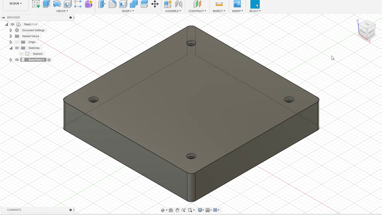 Fusion360 Basics - Square Plate - Part 1