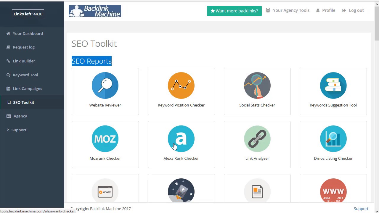 Backlink Machine - SEO Toolkit help