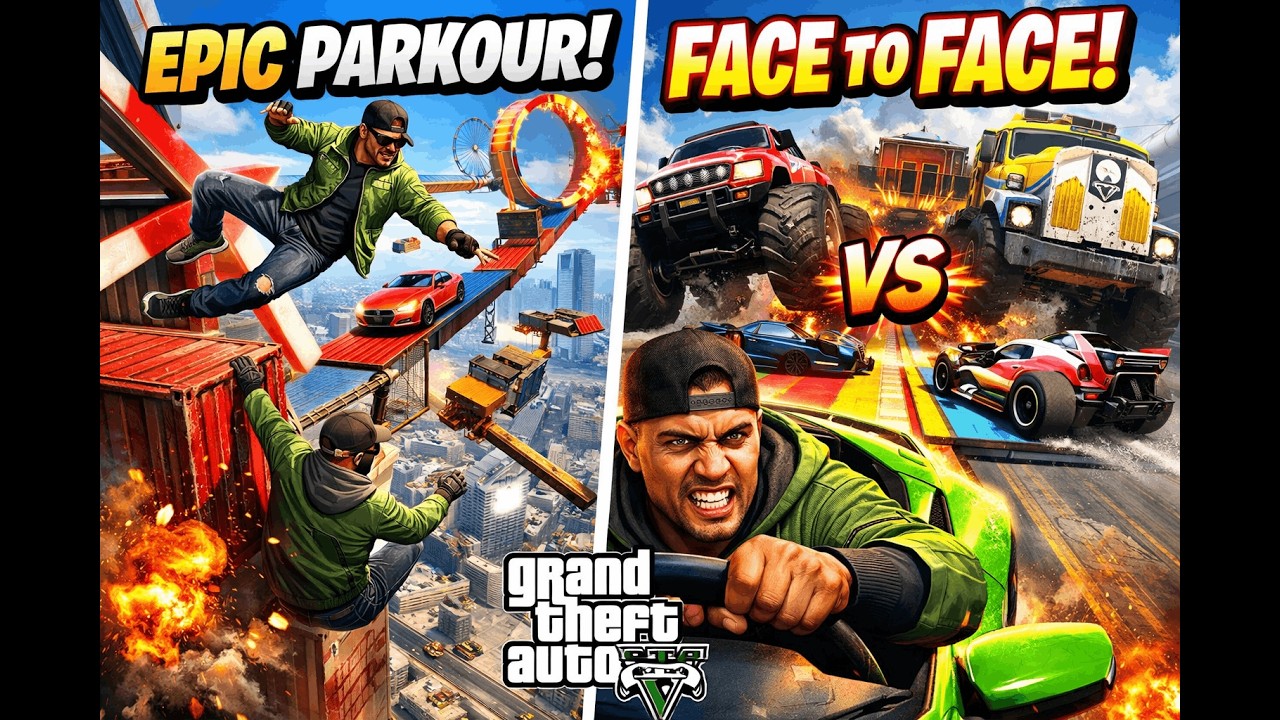 Epic GTA Stunt Parkour + Face to Face Competition [ DAY-19 ]  LET'S GO 🔴LIVE.