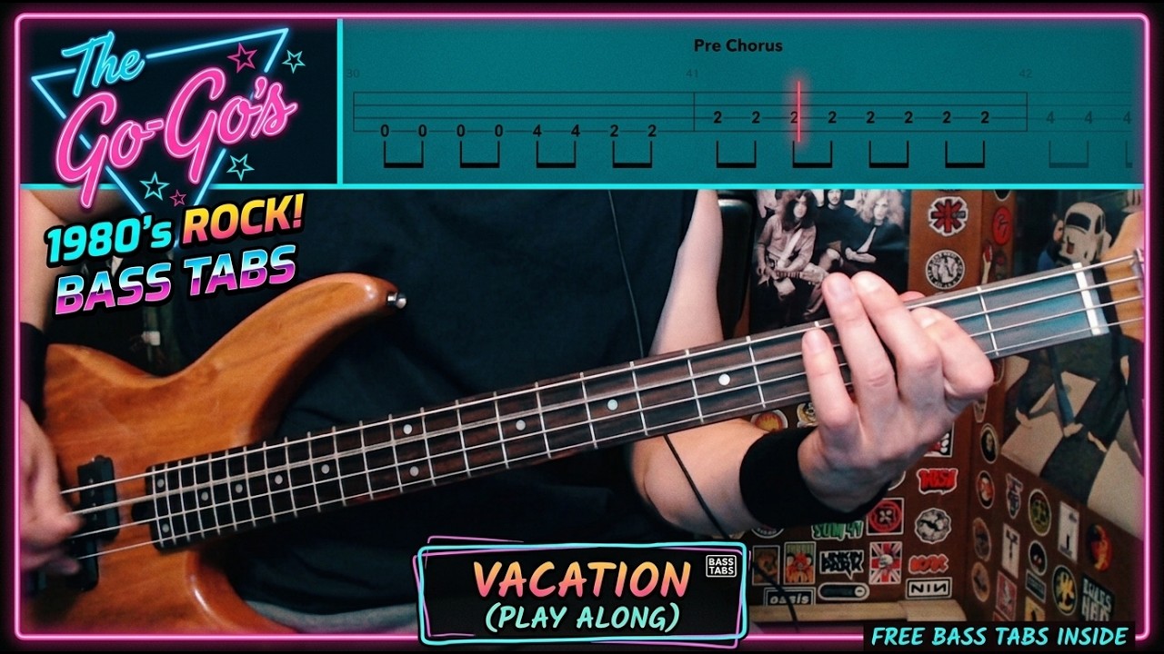 Vacation by The Go-Go's - Bass Cover with Tabs Play-Along
