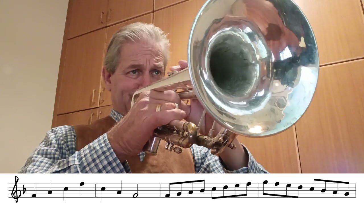 F major scale exercise for trumpet play along - slow