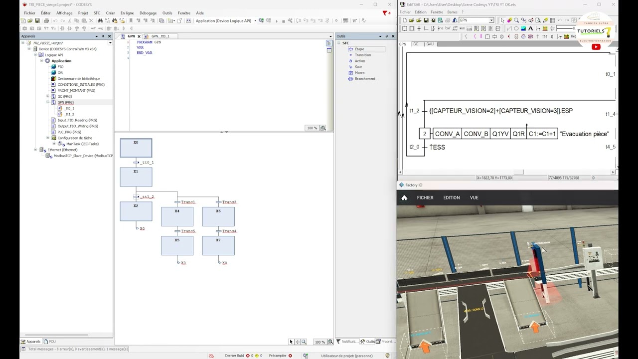 004 Programmation du grafcet de production normale (Tutoriel : grafcet sur Codesys)