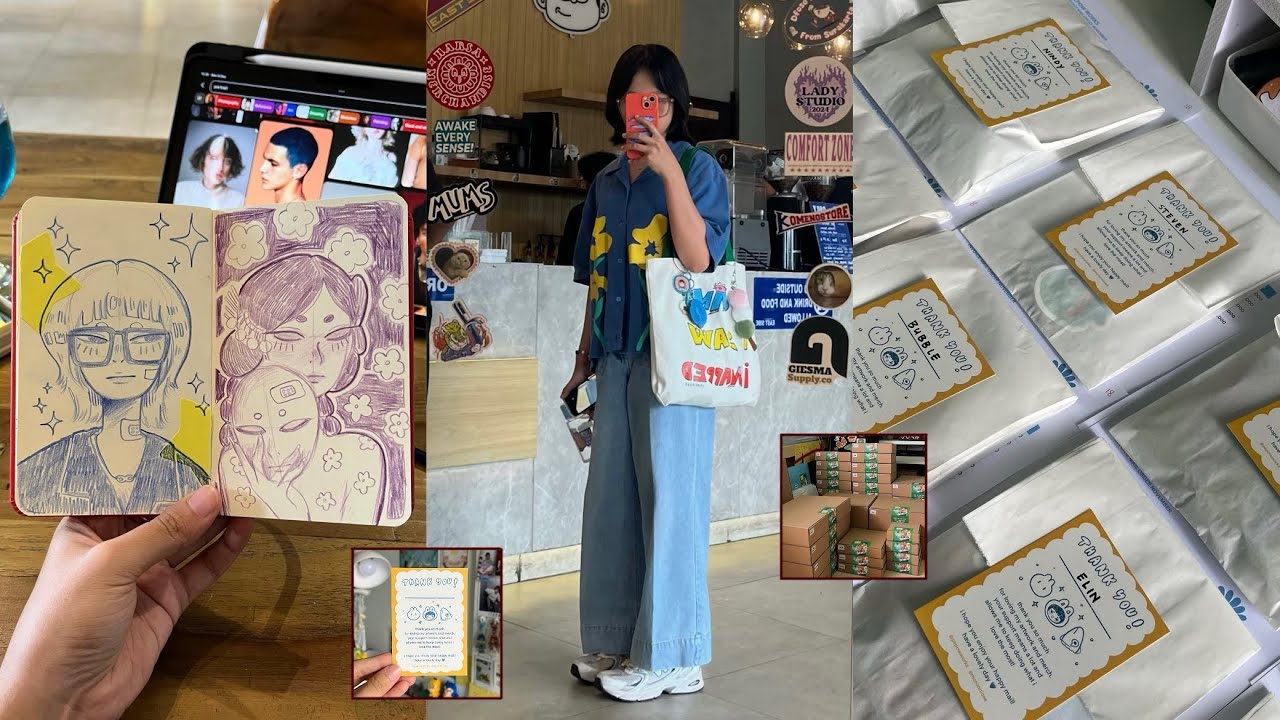 working as an artist in indonesia | packing orders (no talking)