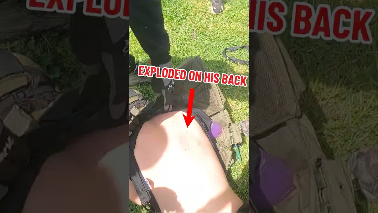 It landed in his back!  #airsoft #airsoftcanada #airsoftfail
