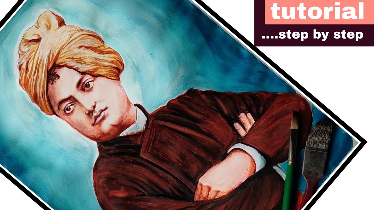 Swami Vivekanand drawing with water colour/How to draw Vivekananda portrait.