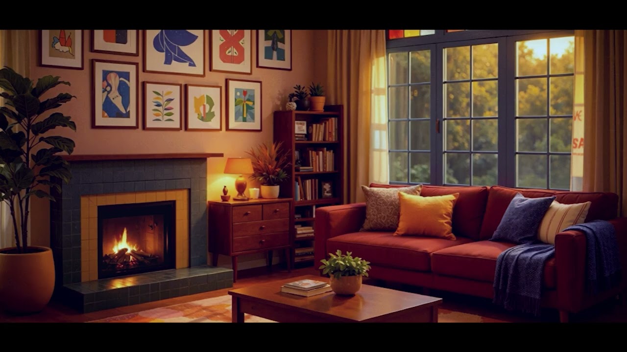 Vintage Cozy Livingroom 🔥 Fireplace Ambience | Warm Retro Evening Atmosphere