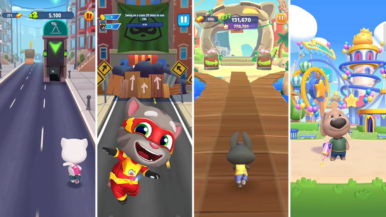 Talking Tom Gold Run,Talking Tom Hero Dash,Talking Tom Time Rush,Blast Park (Android/iOS) Gameplay