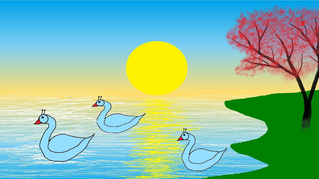 Drow to Beautiful Hans scenery of landspace ll computer painting ll scenery of landspace ll ms paint