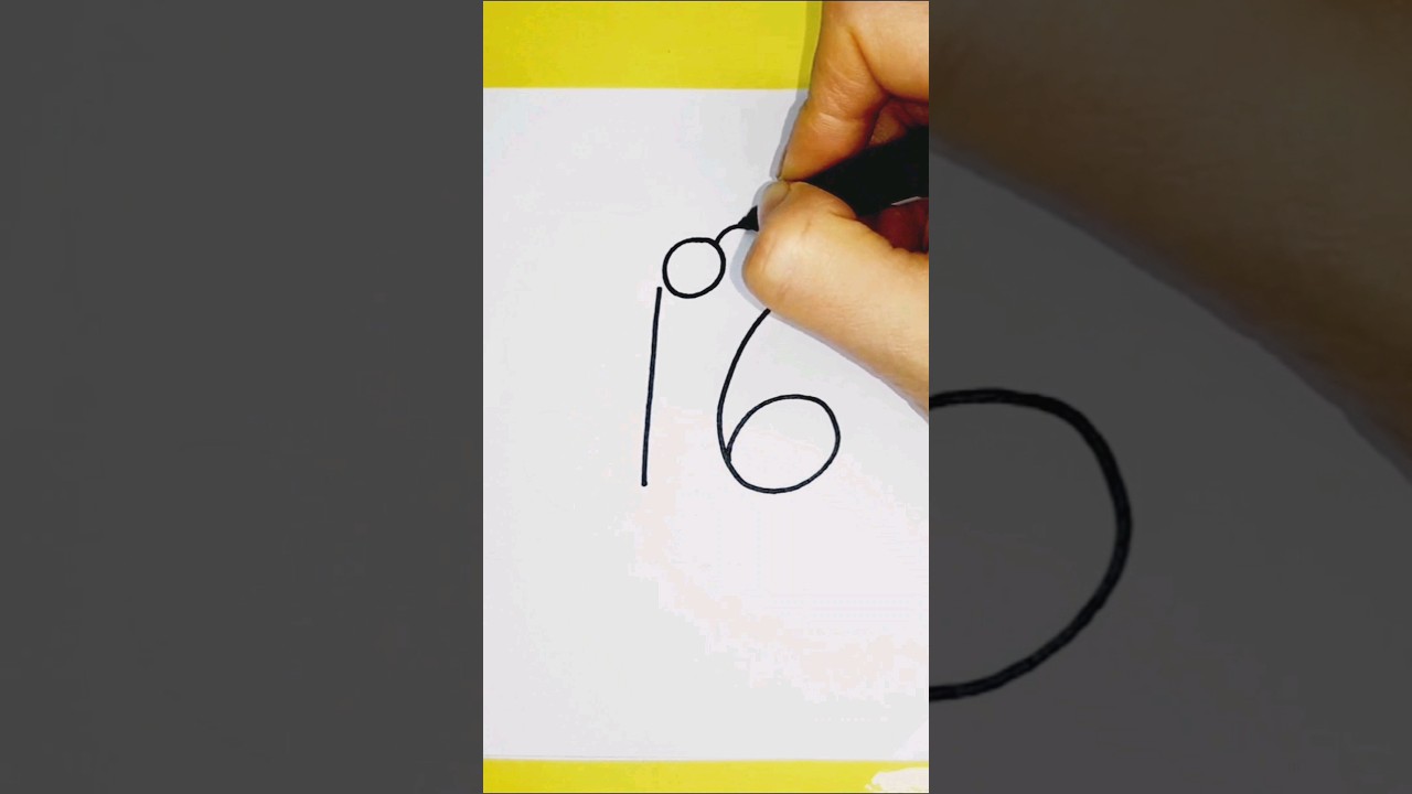 Drawing a Frog using the Number 16 #numbers #drawing