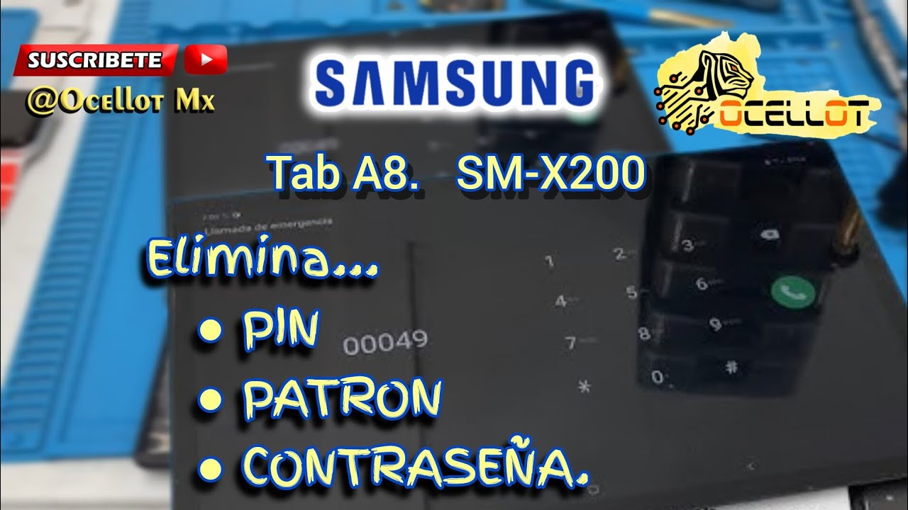 Samsung Galaxy Tab A8 10.5 (2021) X200 X205 Eliminar Patrón PIN Contraseña / Hard Reset.