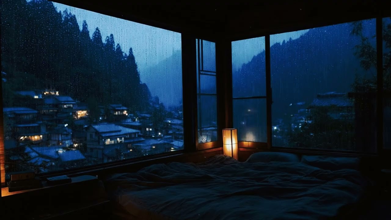 Soothing Window Rain ASMR | 1 Hour Dark Bedroom Rain for Deep Sleep