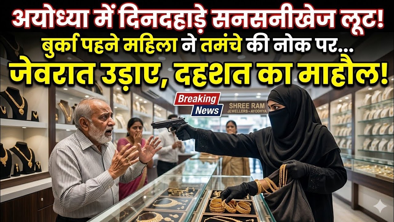 रुदौली में दिनदहाड़े ज्वैलरी की दुकान में लूट | बुर्का पहनी महिला ने तमंचे की नोक पर जेवरात उड़ाया