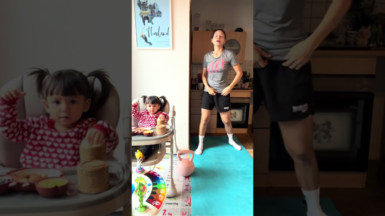 ออกกำลังกายเบาๆที่บ้านพร้อมเลี้ยงลูกไปด้วยมาขยับร่างกายไปด้วยกันค่ะ ￼Day85