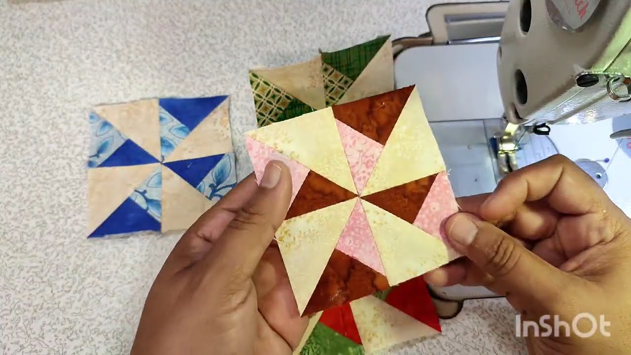 Patchwork mini bloque Rehilete combinado super facil de hacer  #costuracreativa #patchwork