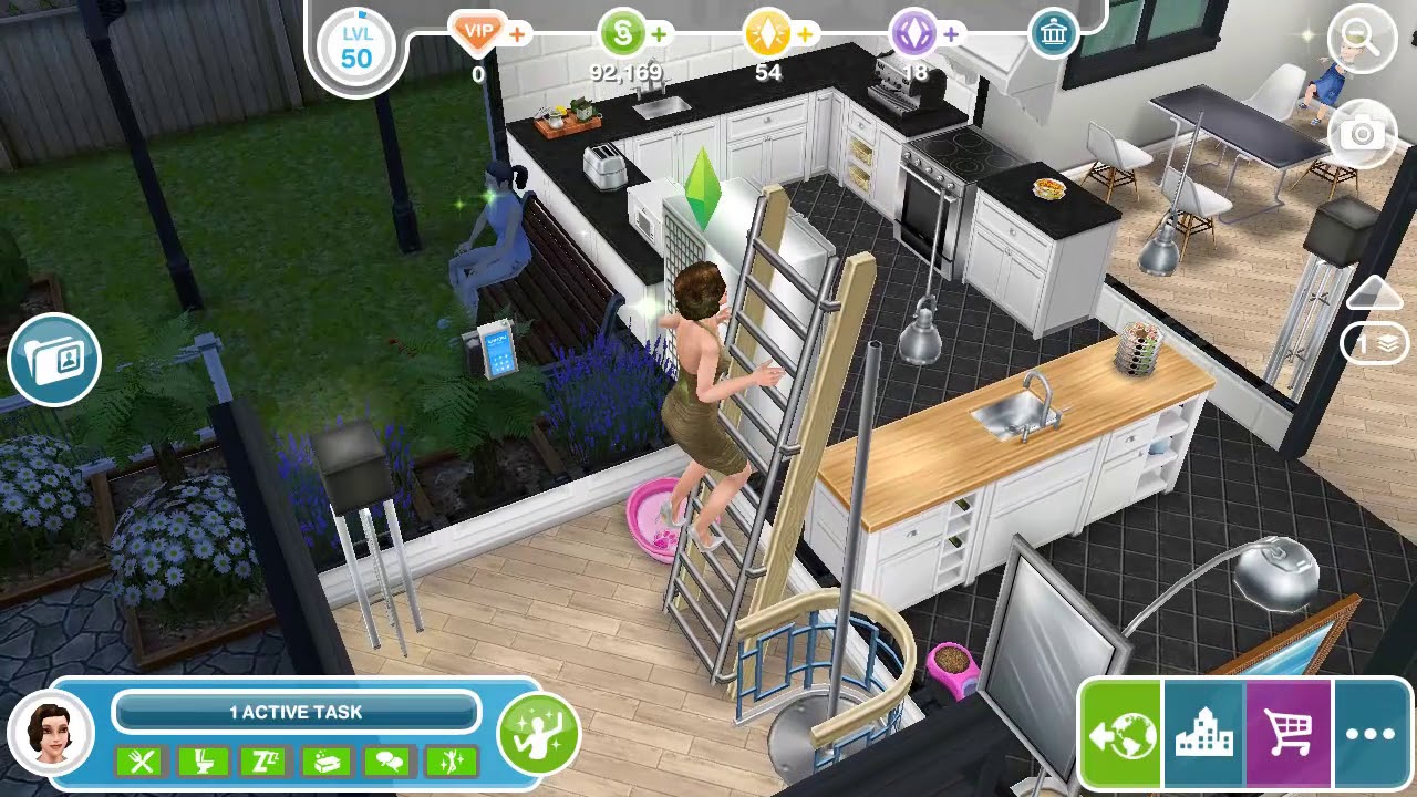 Use A Neighbor's Fire Pole - Sims Freeplay - Social Task
