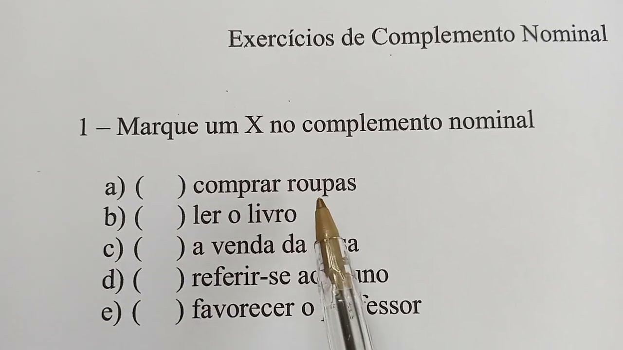 Exerc&iacute;cios de Complemento Nominal