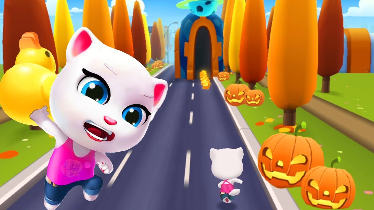 Talking Angela gold runs in Wacky Planet vs Skateboard World - talking tom gold run 😄😄