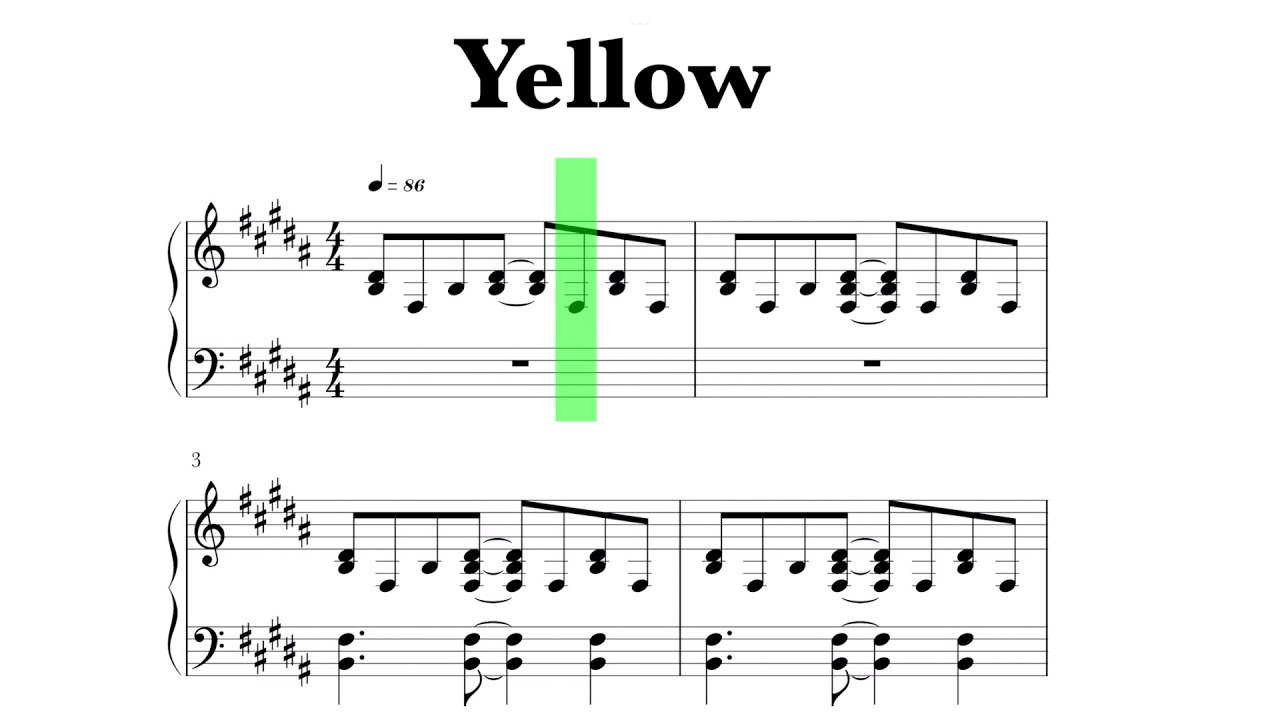 Coldplay - Yellow Sheet Music