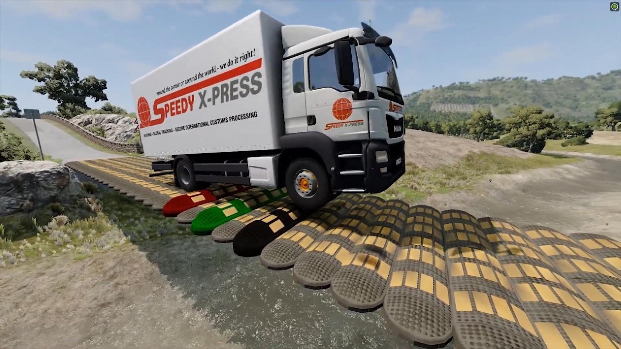 Trucks vs Pipe Speed bump vs Unfinished Road compilation #41 beamng drive live 3