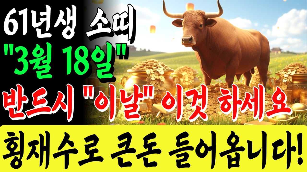 61년생 소띠 긴급! 3월 18일 '이것' 하면 대박납니다. 로또 당첨 급증