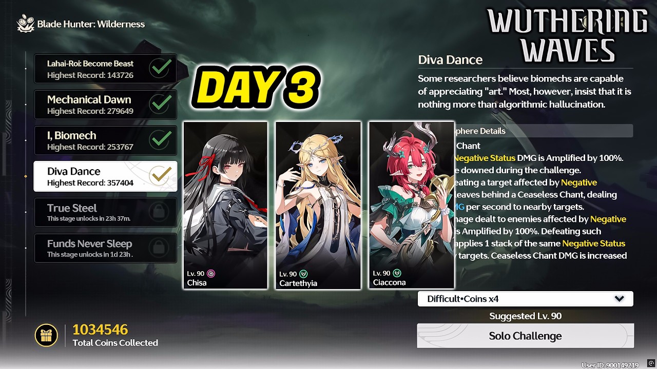 Blade Hunter Wilderness Day 3 | Diva Dance | Wuthering Waves 3.1