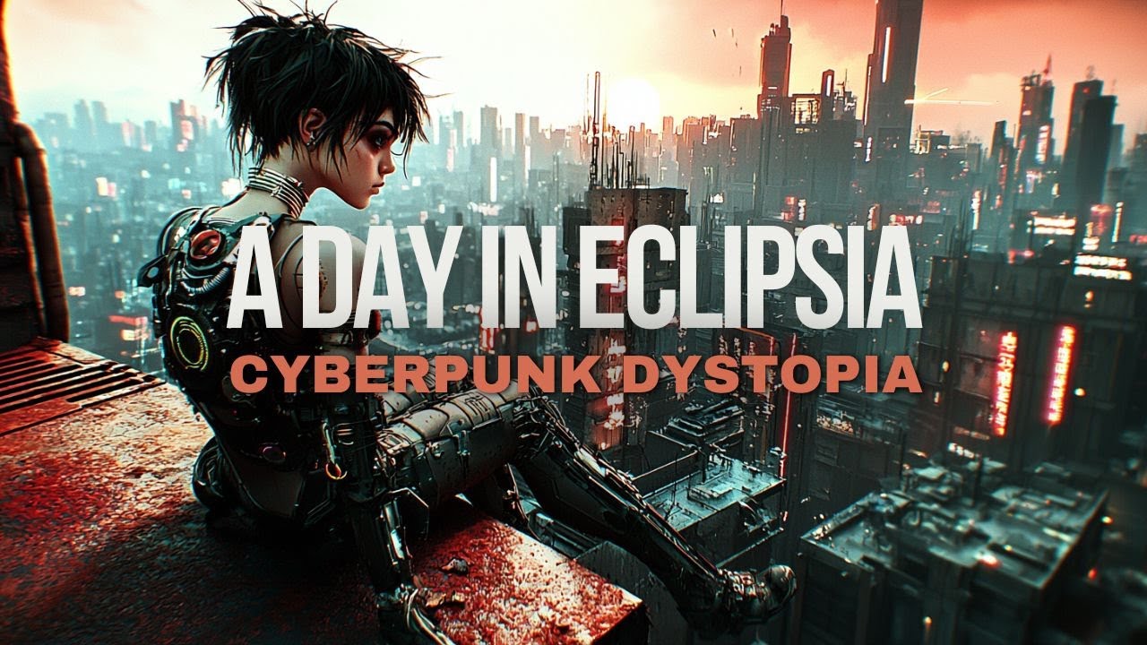 A Day in Eclipsia | Cyborg Girl&rsquo;s Life in a Cyberpunk Dystopia | AI-Generated Art