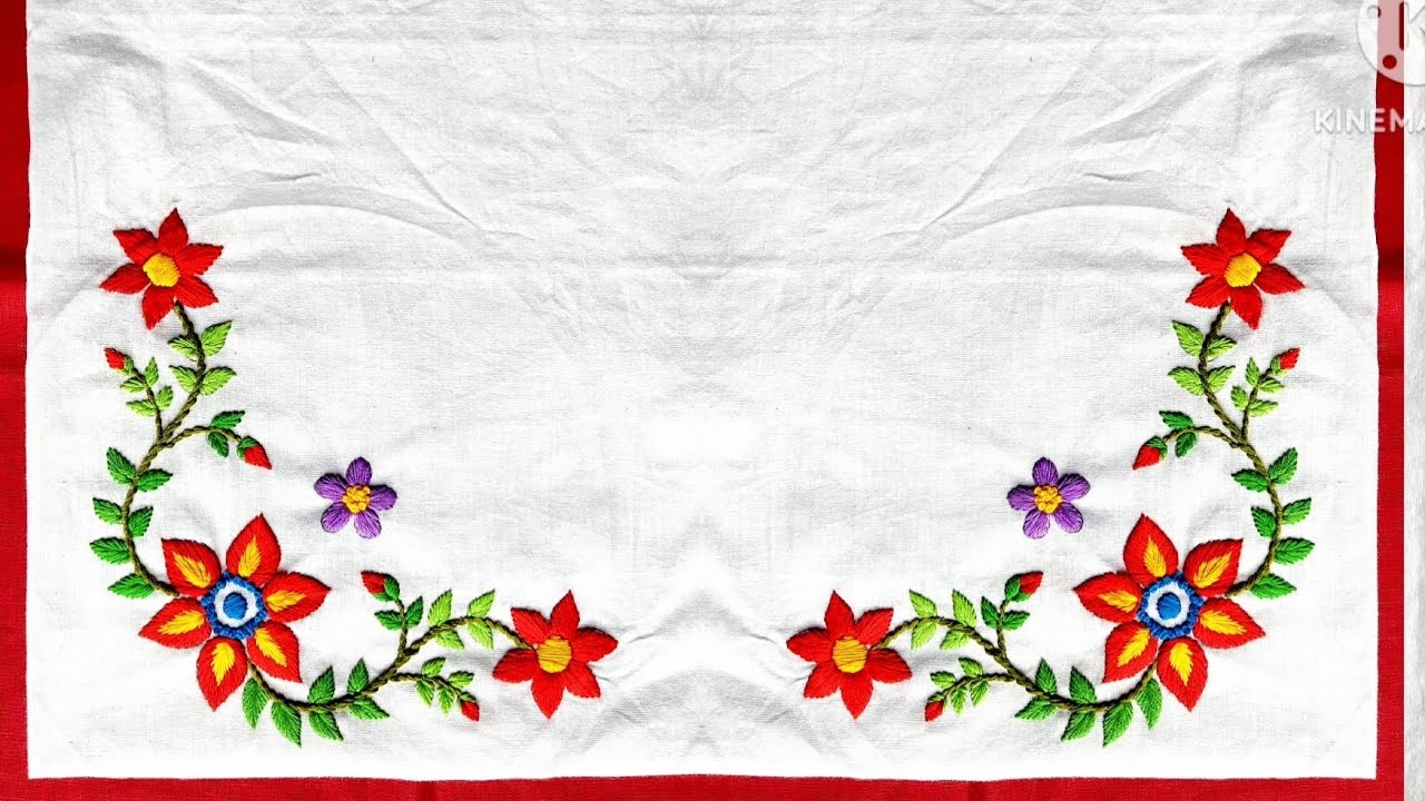 Hand embroidery table cover, pillow cover, cushion cover corner design || embroidery table cover