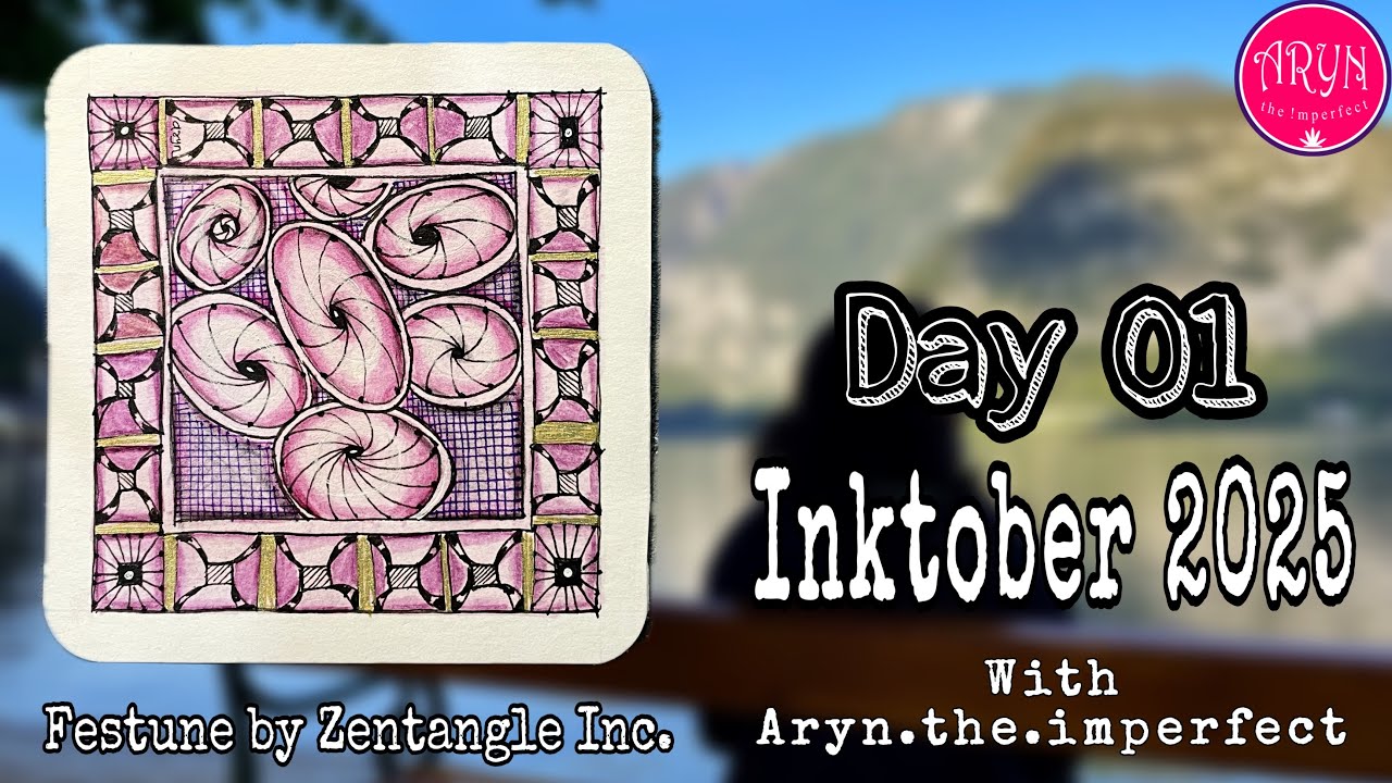 Inktober 2025 Day 01 Festune | Draw with Aryn |  Zentangle inspired Art #inktobertangles2025 