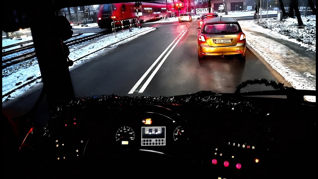 [Onboard] Route 13 After Dark in -20°C – Snowy Night Bus Ride to the City (4K POV)