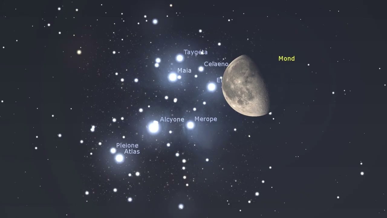 Sternzeit  12. September 2025 Sternbedeckung. Der Mond &uuml;berf&auml;hrt die Plejaden