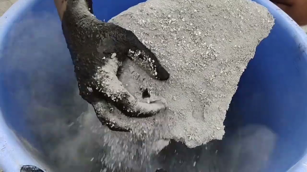 Asmr | Soft dusty sand cement white stones chunks crumbling in lots of water 💦 | ASASMR |