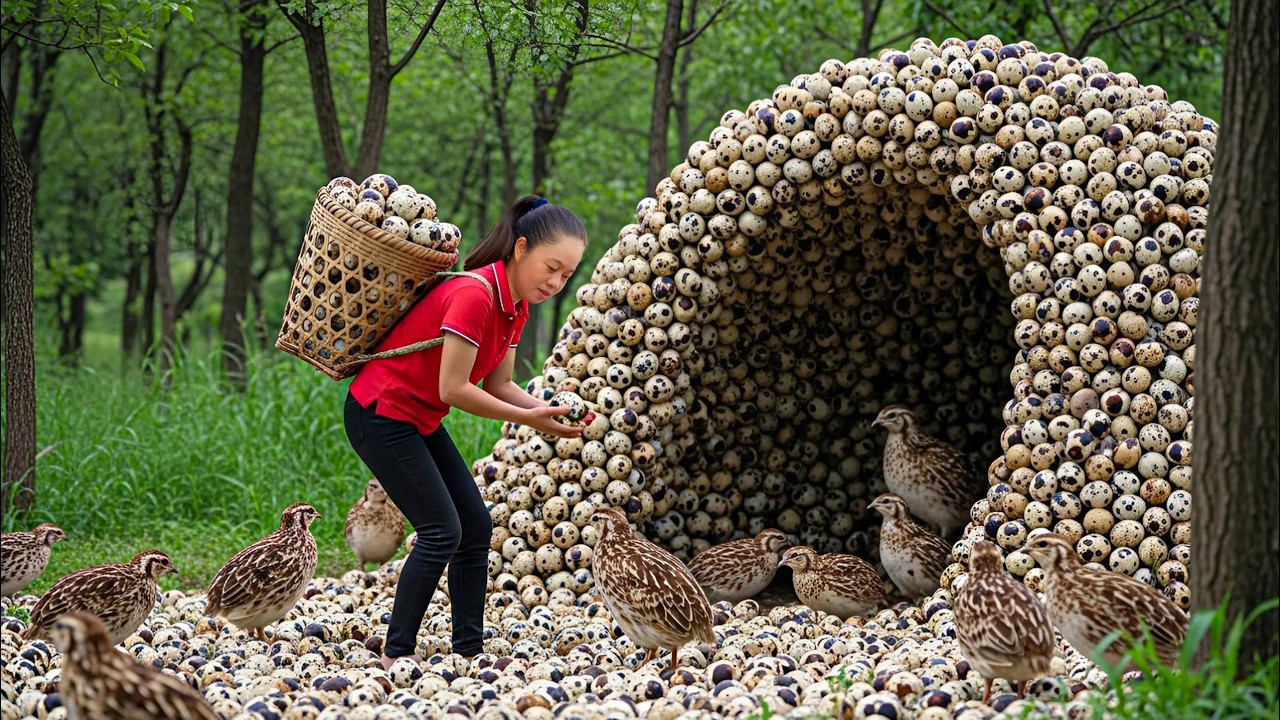 Harvesting 10,000+ Quail Eggs in the Amazon | Use 3-Wheeled Truck Go to Market Sell | Village Life