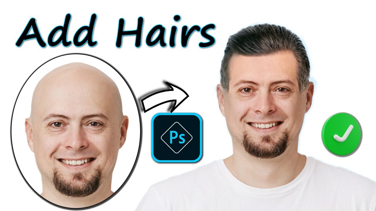 How to add hair in photoshop| Auto blend layers| Grow HAIR on a bald Head with Photoshop